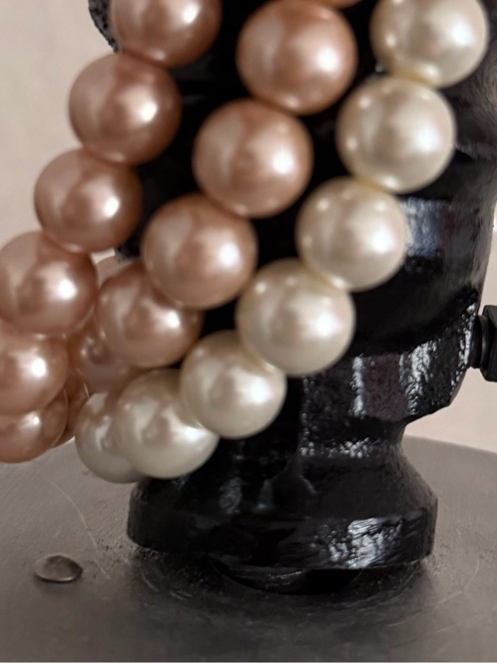Classic Double Strand Faux Pearl Bracelet in Blush and Ivory